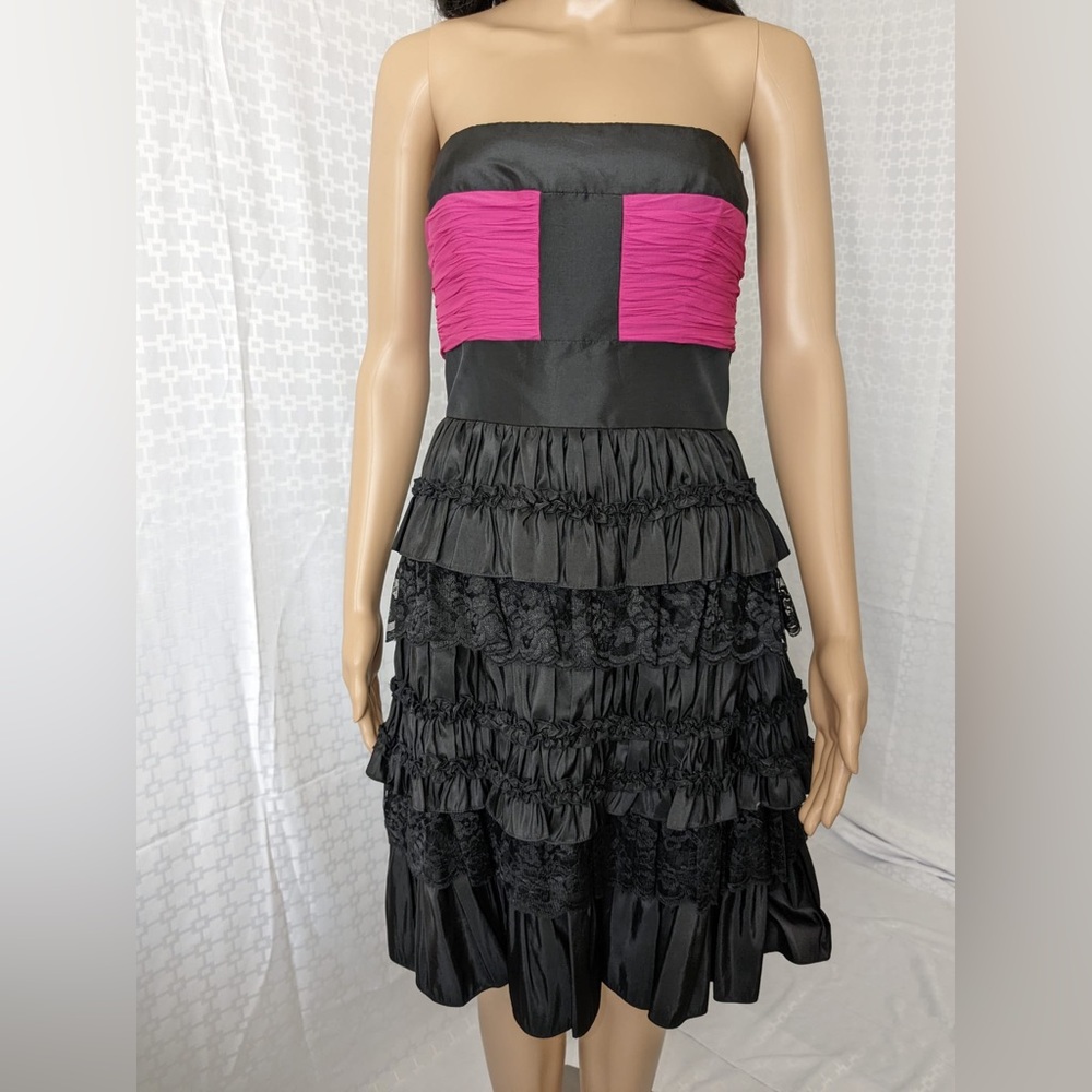 Black and Pink strapless dress